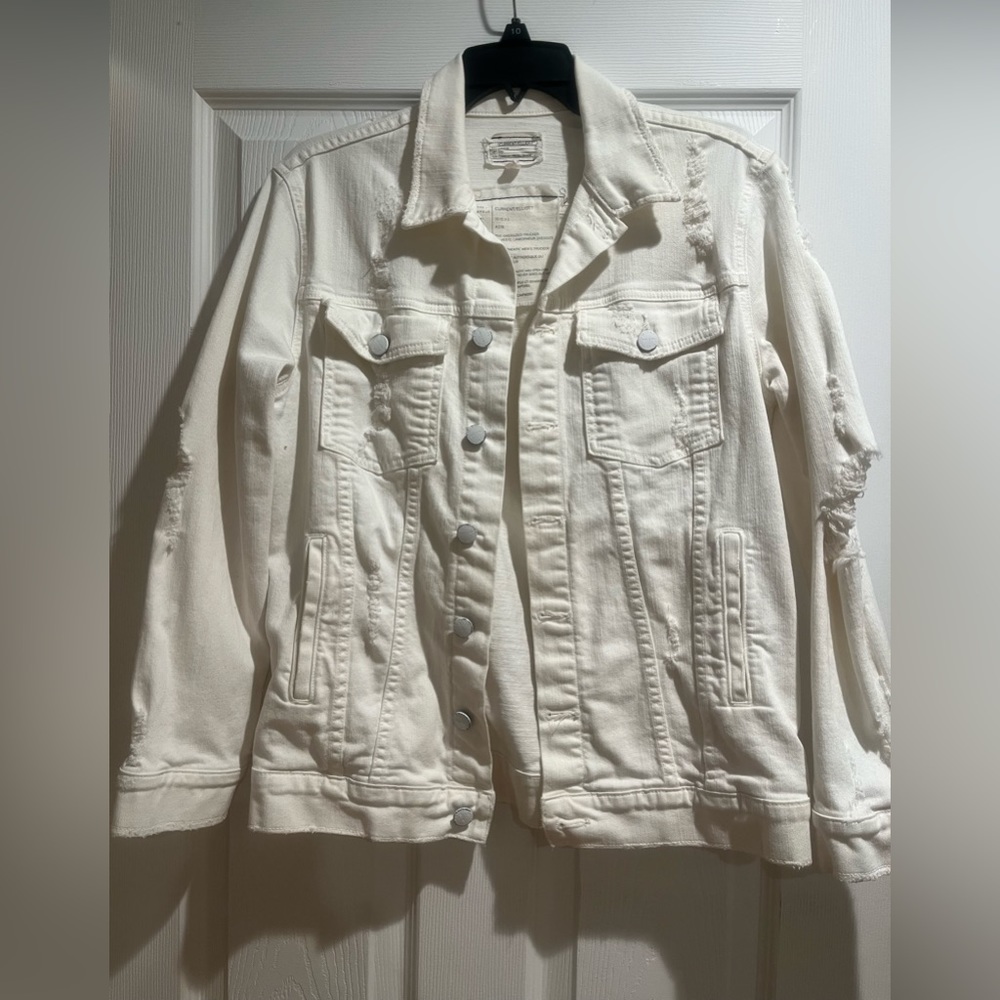 Current Elliott denim distressed jacket size 1